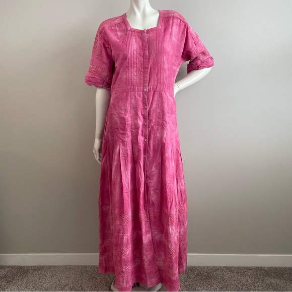 NWOT LOVESHACKFANCY Edie Dress Magenta Pink Tie Dye Lace Maxi Dress - Picture 2 of 15
